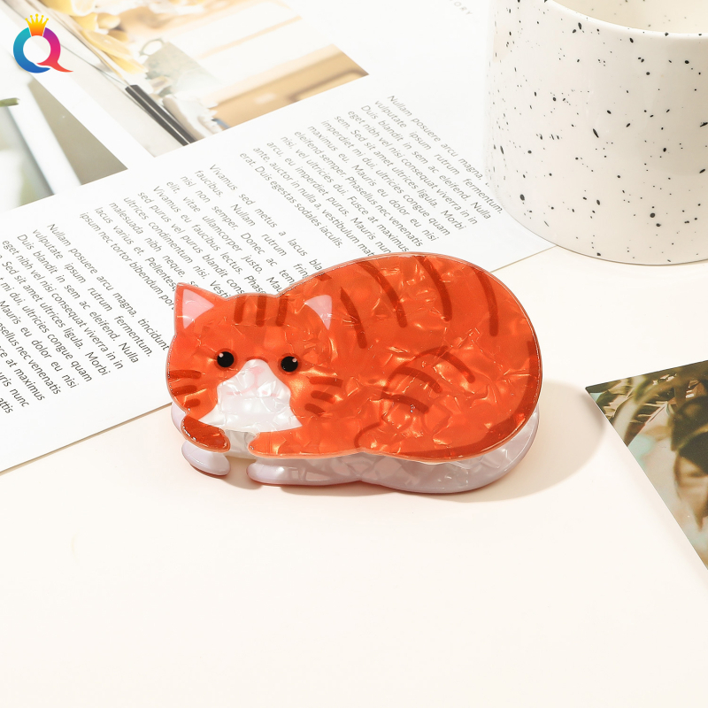 Qiyue prekogranična slatka kopča za kosu s mačićima, vrhunska akrilna kopča za kosu u obliku morskog psa, Yiwu pribor za kosu, veleprodaja kopči za kosu