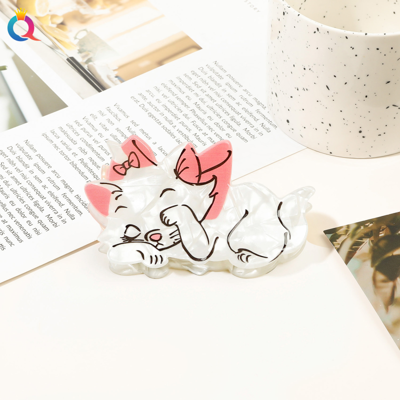 Qiyue prekogranična slatka kopča za kosu s mačićima, vrhunska akrilna kopča za kosu u obliku morskog psa, Yiwu pribor za kosu, veleprodaja kopči za kosu