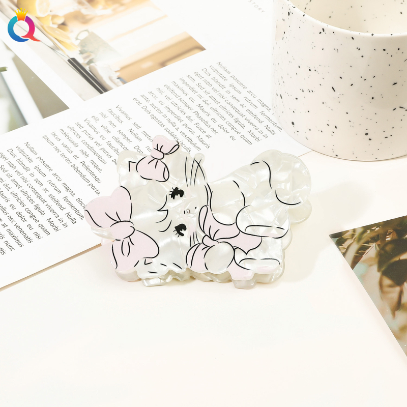 Qiyue prekogranična slatka kopča za kosu s mačićima, vrhunska akrilna kopča za kosu u obliku morskog psa, Yiwu pribor za kosu, veleprodaja kopči za kosu