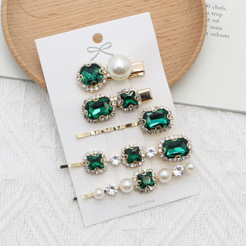 Tehase otsetarnimine retro supervälk smaragdrohelise rhinestone juuksenõel super haldjas külgklamber juuksenõel tukk pardilindi klamber