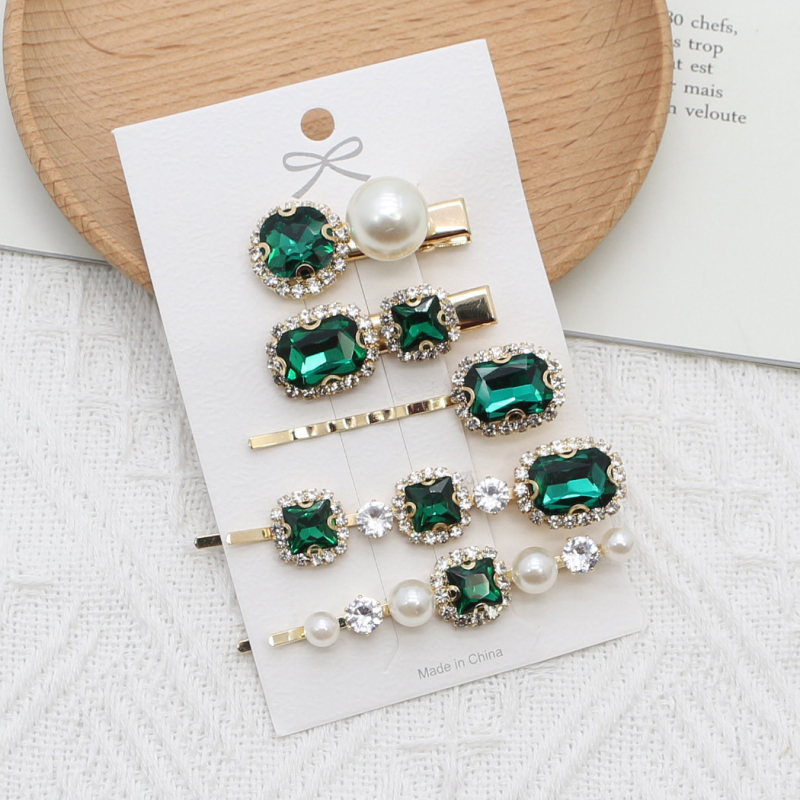 Tehase otsetarnimine retro supervälk smaragdrohelise rhinestone juuksenõel super haldjas külgklamber juuksenõel tukk pardilindi klamber