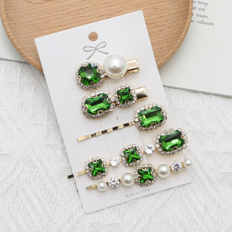 Tehase otsetarnimine retro supervälk smaragdrohelise rhinestone juuksenõel super haldjas külgklamber juuksenõel tukk pardilindi klamber