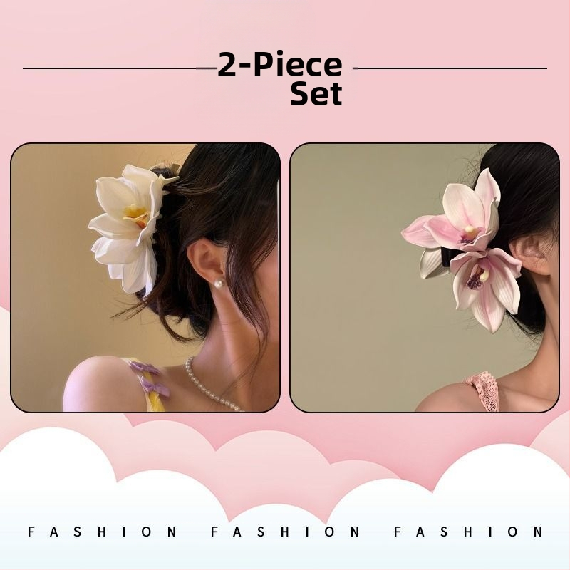 Щипка за коса за тила, Ранна пролетна коса, Ултрареалистична щипка с феерична текстура, Щипка с акула нокът, Щипка с орхидея за прическа