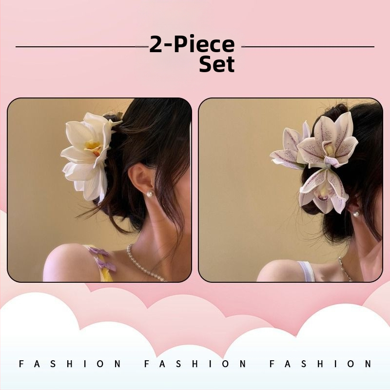 Щипка за коса за тила, Ранна пролетна коса, Ултрареалистична щипка с феерична текстура, Щипка с акула нокът, Щипка с орхидея за прическа