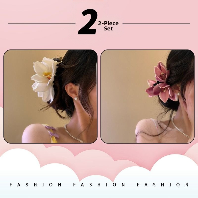Щипка за коса за тила, Ранна пролетна коса, Ултрареалистична щипка с феерична текстура, Щипка с акула нокът, Щипка с орхидея за прическа