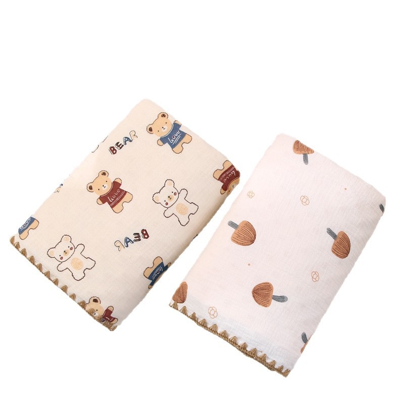 Grynos medvilnės A klasės kūdikių ir mažylių antklodė, dvisluoksnė marlės raukšlėto audinio užvalkalas, maža darželinukų antklodė, mielas animacinių filmukų raštas antklodė