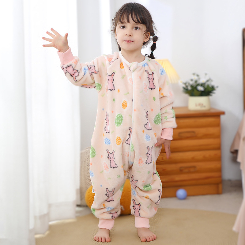 MICHLEY Nový jarný a jesenný flanelový spací vak triedy A Detské pyžamá, cezhraničný detský spací vak s overalom