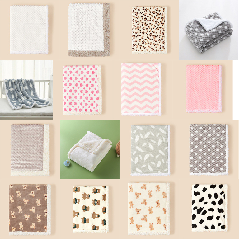 Vastsündinu sügis-talvine kokkupandav tekk beebile, kahekihiline paksendatud flanell-lambavillast tekk, beebitekk, kärutekk, tekk