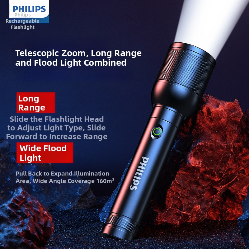 Тактически лазерен фенер Philips, силно зареждащ се, супер ярък, преносим, за външен, с голям обхват, домакински, многофункционален, с приближение