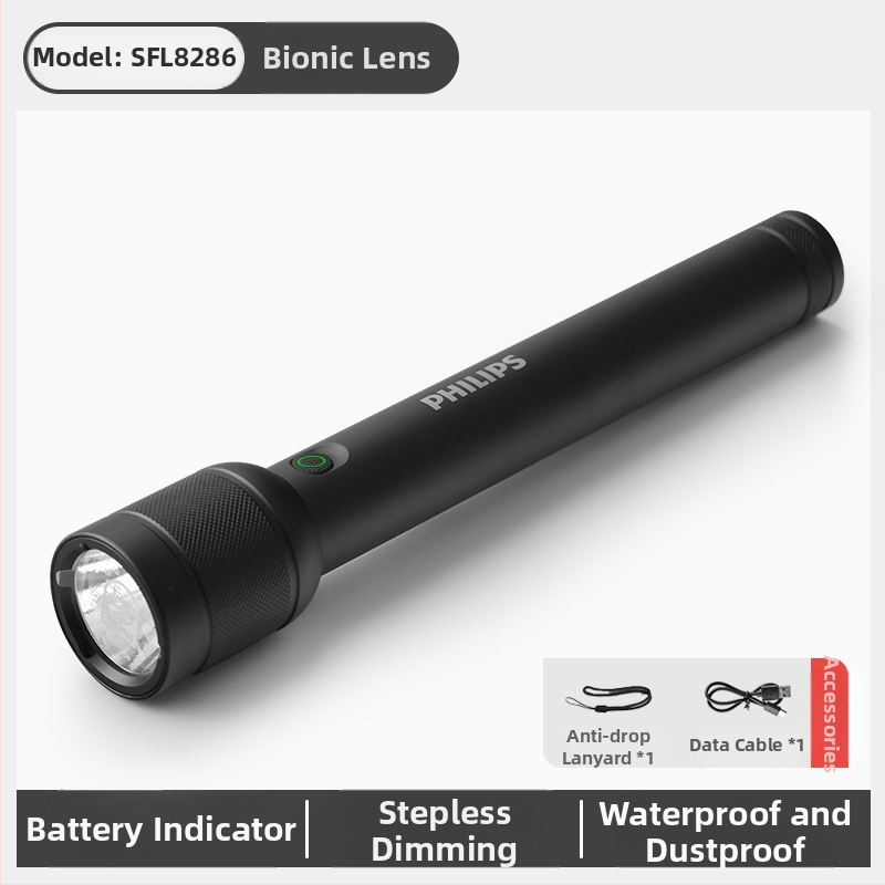 „Philips“ taktinis lazerinis žibintuvėlis, stiprios šviesos įkrovimas, itin ryškus, nešiojamas, lauko, didelio nuotolio, buitinis, daugiafunkcis, priartinimo funkcija