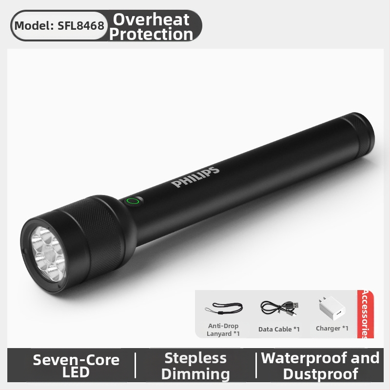 „Philips“ taktinis lazerinis žibintuvėlis, stiprios šviesos įkrovimas, itin ryškus, nešiojamas, lauko, didelio nuotolio, buitinis, daugiafunkcis, priartinimo funkcija