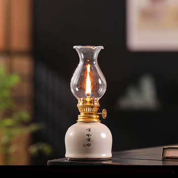 Tarpvalstybinis tiesioginis pristatymas keramikinei sviestinei lempai, mėlynai baltai lotoso stiliaus, vintažinei žibalinei lempai, arbatos ceremonijos dekoracijoms, arbatos kambario atmosferos lempai