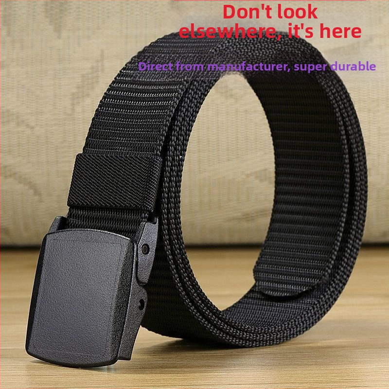 Модерен ежедневен платнен колан в корейски стил с гладка катарама, мъжки ежедневен универсален студентски платнен колан с пластмасова стоманена катарама
