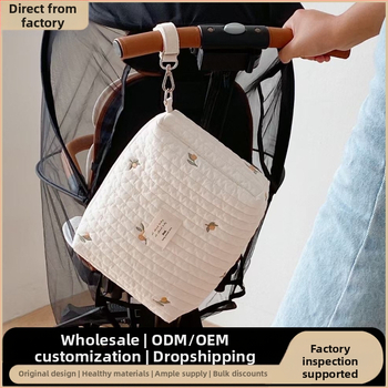 Korea Ins stiilis tikitud karuga tepitud lapsevankri riputuskott lukuga hoiukott emmekott emale ja beebile mähkmekott