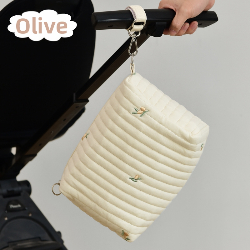 Korea Ins stiilis tikitud karuga tepitud lapsevankri riputuskott lukuga hoiukott emmekott emale ja beebile mähkmekott