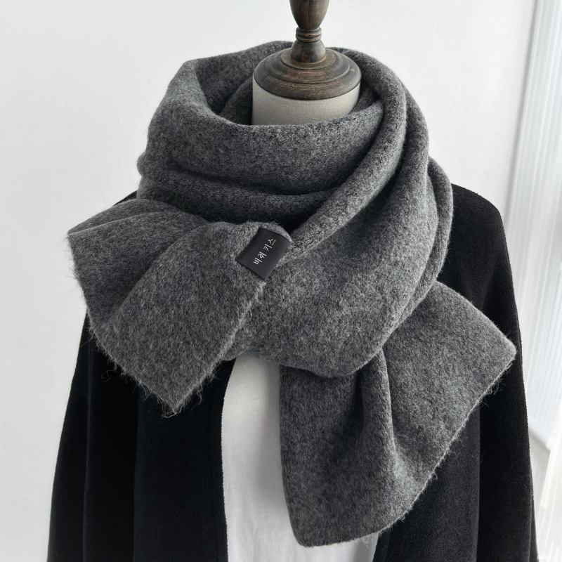 Плътен цвят мек лепкав ориз бял шал за момичета зима корейски стил тъмносив двойки зимен удебелен топъл шал за мъже