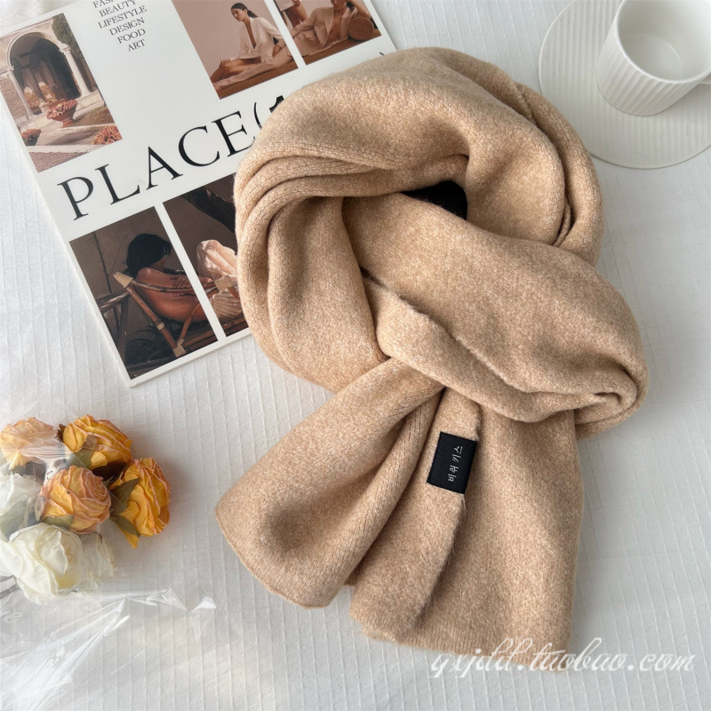 Плътен цвят мек лепкав ориз бял шал за момичета зима корейски стил тъмносив двойки зимен удебелен топъл шал за мъже