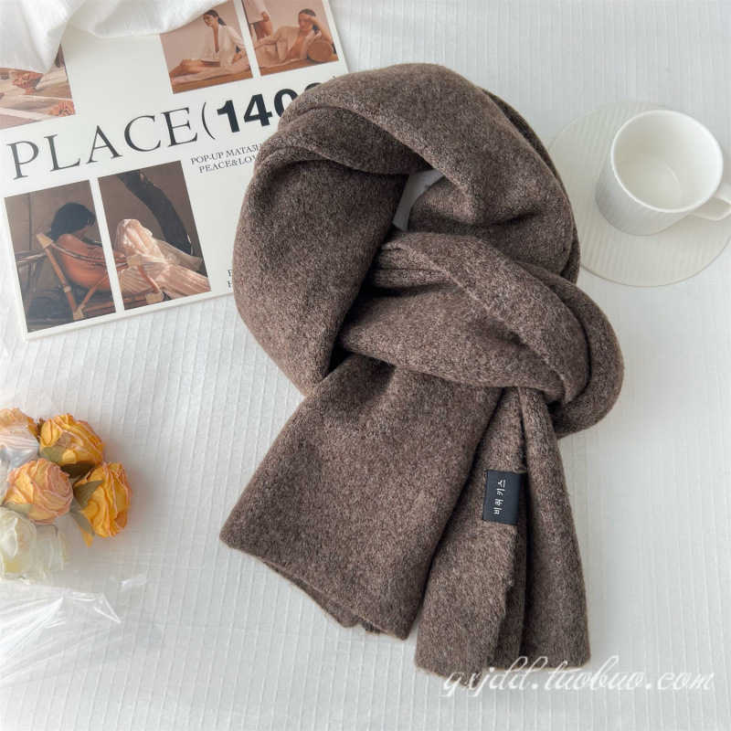 Плътен цвят мек лепкав ориз бял шал за момичета зима корейски стил тъмносив двойки зимен удебелен топъл шал за мъже