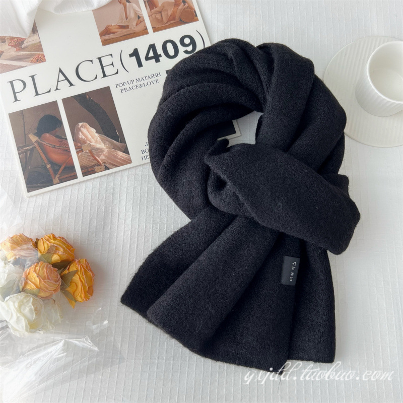 Плътен цвят мек лепкав ориз бял шал за момичета зима корейски стил тъмносив двойки зимен удебелен топъл шал за мъже