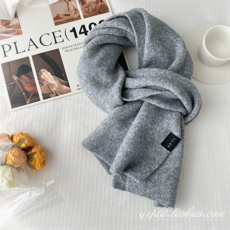 Плътен цвят мек лепкав ориз бял шал за момичета зима корейски стил тъмносив двойки зимен удебелен топъл шал за мъже