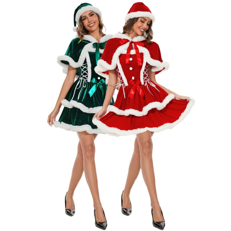 Costum de Crăciun cu șal de mărime europeană, costum de Crăciun, costum de petrecere pentru fete noi, costum de Crăciun, costum de Crăciun