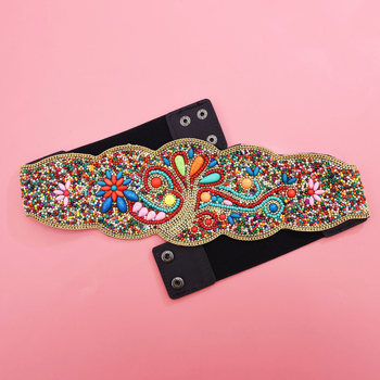 Suvine Hani dünastia vöökaunistuste etnilise stiili värviline türkiissinine lai vöö käsitsi valmistatud elastne elastne vöö Xinjiangi