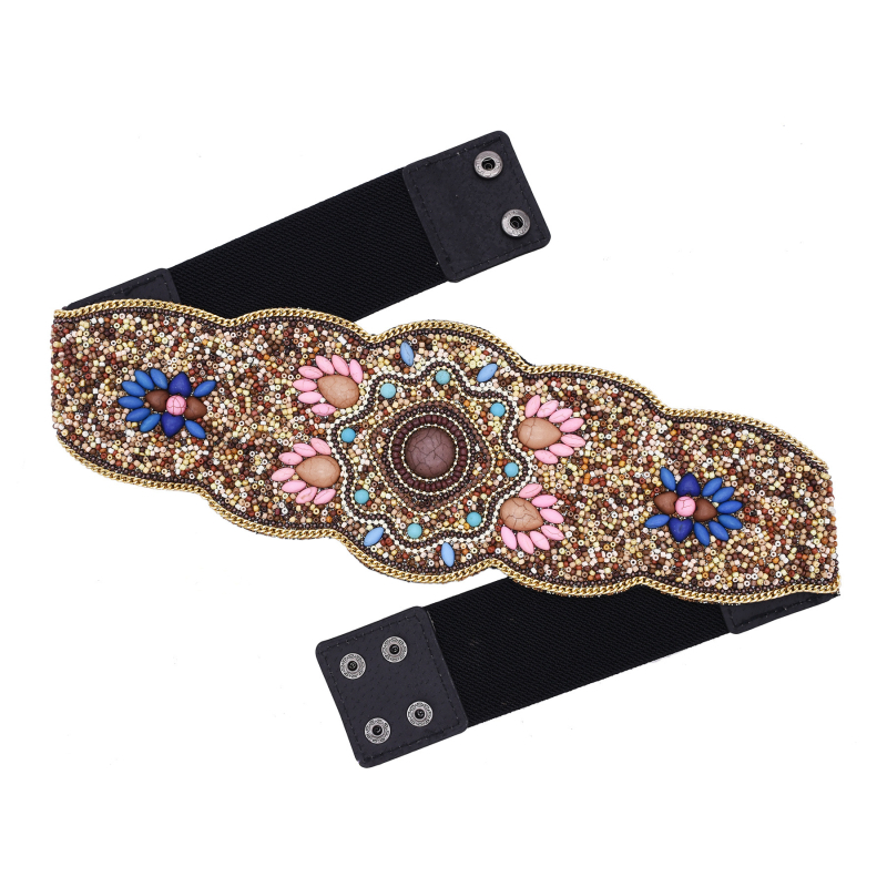 Suvine Hani dünastia vöökaunistuste etnilise stiili värviline türkiissinine lai vöö käsitsi valmistatud elastne elastne vöö Xinjiangi