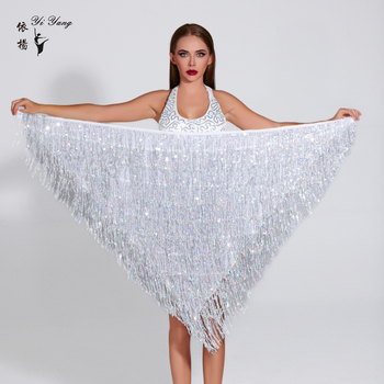 Νέο κασκόλ για χορό της κοιλιάς με πούλιες, τριγωνικό κασκόλ με φούντα, αλυσίδα μέσης, παράσταση φεστιβάλ ανατολίτικου χορού, κασκόλ για αρχάριους