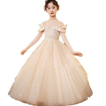 Φόρεμα πριγκίπισσας για κορίτσια, φουσκωτό νήμα, παιδικό φόρεμα πριγκίπισσας, νυφικό, φόρεμα για κορίτσια με πιάνο, στυλ Western, λουλουδάτο φόρεμα