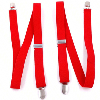 Moteriškos 2,5 cm ilgio, vienspalvės, reguliuojamo ilgio, elastinės petnešos su 4 segtukais.