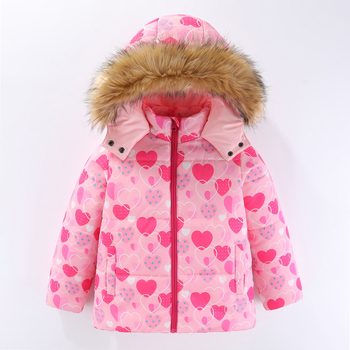 Момичешки зимен нов топъл костюм с голяма кожена яка и памучна подплата, детски костюм за свободното време на открито, ски облекло от две части