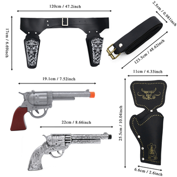 Piiriülene keskaegne vesterni teksariidest kabuurimüts mängurelvavöö kauboi relvakabuur