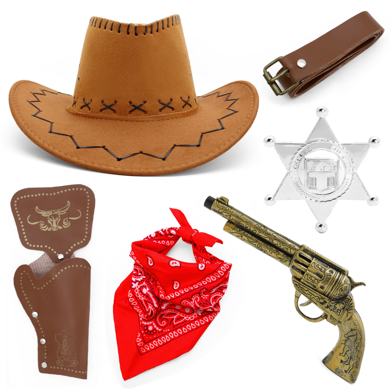 Toc medieval transfrontalier din denim, pălărie, curea pentru armă de jucărie, toc pentru curea de armă cowboy
