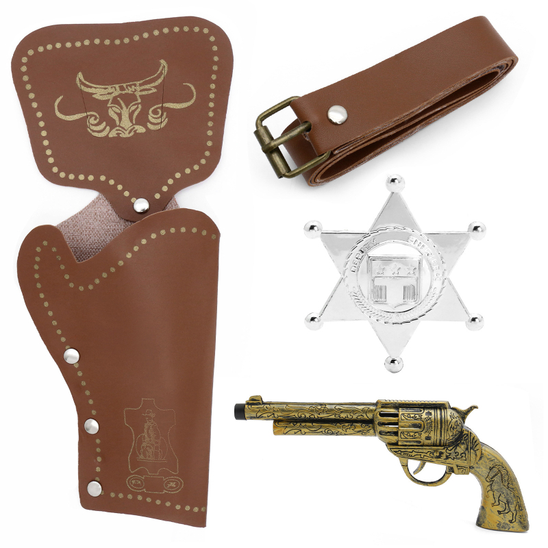 Piiriülene keskaegne vesterni teksariidest kabuurimüts mängurelvavöö kauboi relvakabuur