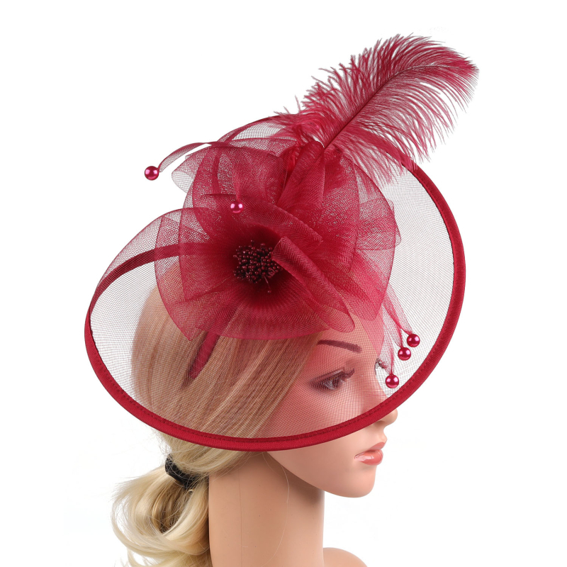 Tarpvalstybinis karštas tinklelio plunksnų galvos apdangalas, lankelis, universalus galvos juostos aksesuaras, perlų vakarėlio galvos apdangalo segtukas