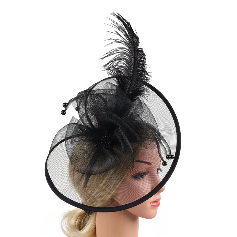 Tarpvalstybinis karštas tinklelio plunksnų galvos apdangalas, lankelis, universalus galvos juostos aksesuaras, perlų vakarėlio galvos apdangalo segtukas