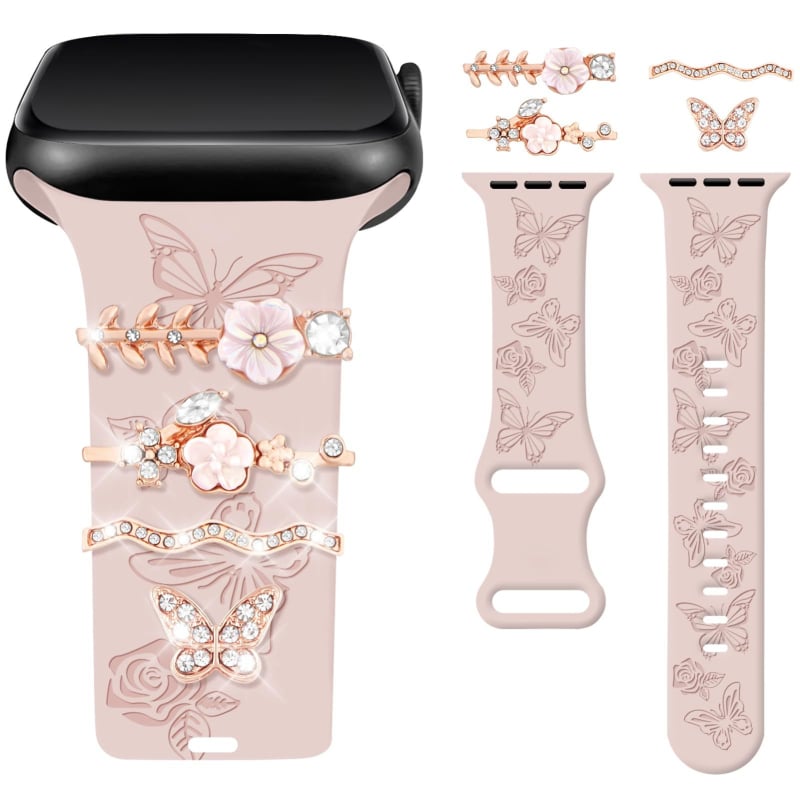 Inel decorativ cu stras pentru ceas inteligent, curea din silicon, farmec la modă, farmec decorativ pentru Apple Watch, inel decorativ