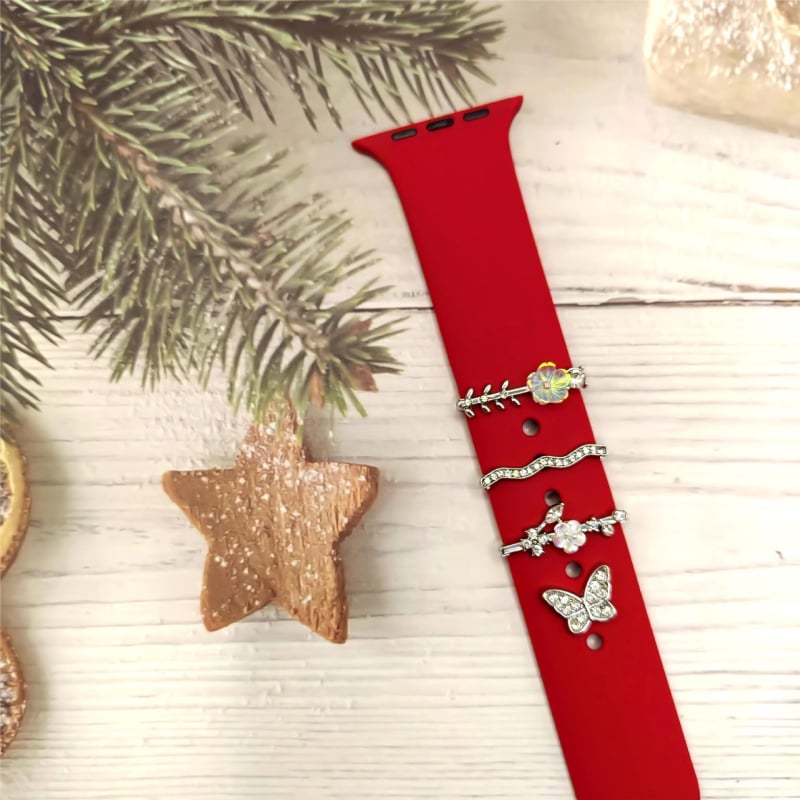 Inel decorativ cu stras pentru ceas inteligent, curea din silicon, farmec la modă, farmec decorativ pentru Apple Watch, inel decorativ