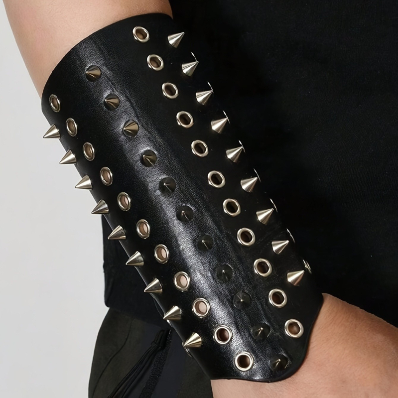 Határokon átnyúló, népszerű ékszerek, személyre szabott menetes szegecsek, bőr csuklóvédők, európai és amerikai férfi íjász karvédők, divatos motorkerékpár-kiegészítők