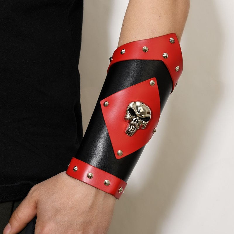 Határokon átnyúló, népszerű ékszerek, személyre szabott menetes szegecsek, bőr csuklóvédők, európai és amerikai férfi íjász karvédők, divatos motorkerékpár-kiegészítők