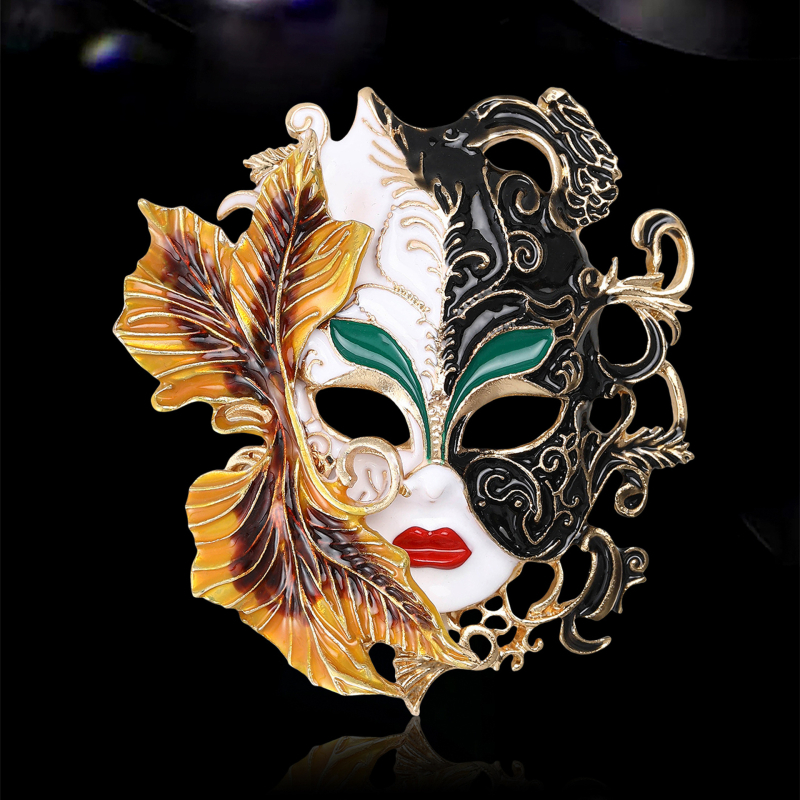 Broșă de mască retro transfrontalieră europeană și americană, vânzare fierbinte, accesorii vestimentare de înaltă calitate, elegant temperament, corsaj cu flori