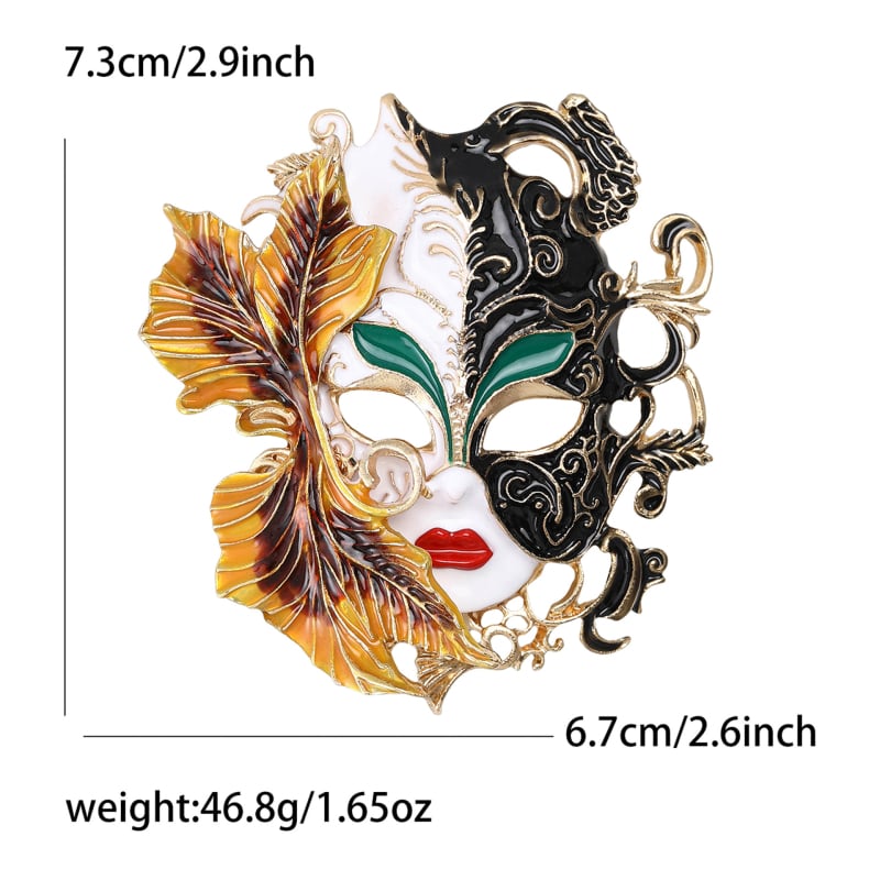 Broșă de mască retro transfrontalieră europeană și americană, vânzare fierbinte, accesorii vestimentare de înaltă calitate, elegant temperament, corsaj cu flori