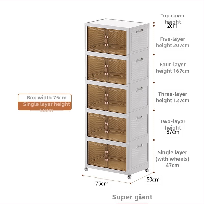 Сгъваем шкаф за съхранение, многослоен с врата на шкафа, голям капацитет, подвижен шкаф за съхранение, спалня, хол, шкаф за съхранение