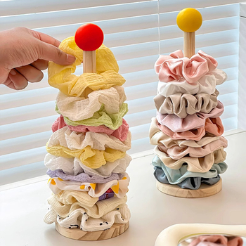 Ξύλινη θήκη αποθήκευσης για κορδόνια μαλλιών με υψηλή αισθητική, ελαστικά κορδόνια μαλλιών, κορδόνια μαλλιών, λουλούδια μαλλιών και κλιπ καρχαρία.