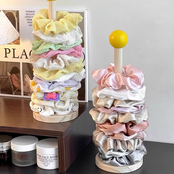 Ξύλινη θήκη αποθήκευσης για κορδόνια μαλλιών με υψηλή αισθητική, ελαστικά κορδόνια μαλλιών, κορδόνια μαλλιών, λουλούδια μαλλιών και κλιπ καρχαρία.