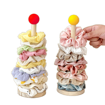 Ξύλινη θήκη αποθήκευσης για κορδόνια μαλλιών με υψηλή αισθητική, ελαστικά κορδόνια μαλλιών, κορδόνια μαλλιών, λουλούδια μαλλιών και κλιπ καρχαρία.