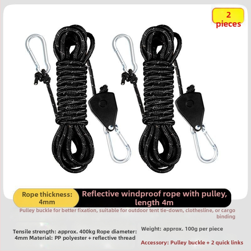 Välistingimustes telkimiseks mõeldud tuulekindel köis, taevakardina tõmbeköis, rihmaratta pingutus, tuuleköis, reguleeritav kinnitus välistingimustes