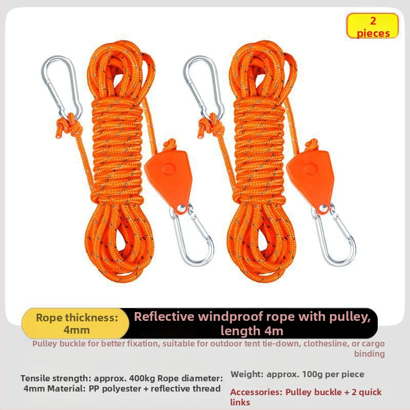 Välistingimustes telkimiseks mõeldud tuulekindel köis, taevakardina tõmbeköis, rihmaratta pingutus, tuuleköis, reguleeritav kinnitus välistingimustes