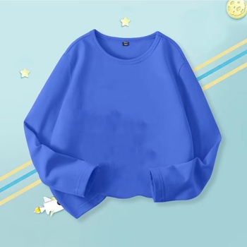 Toamna 2024 Nou Copii Culoare Solidă Cu Mânecă Lungă Tricou Bărbați și Femei Mijlociu și Mare Copii Guler Rotund Pulover Top Casual Simplu T Lung T