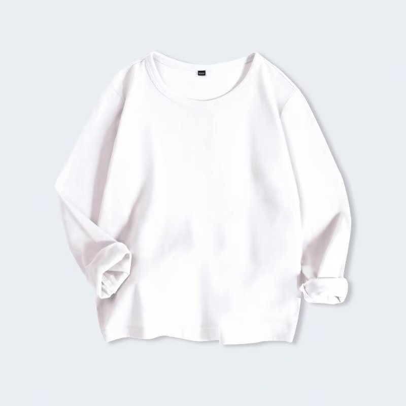 Toamna 2024 Nou Copii Culoare Solidă Cu Mânecă Lungă Tricou Bărbați și Femei Mijlociu și Mare Copii Guler Rotund Pulover Top Casual Simplu T Lung T